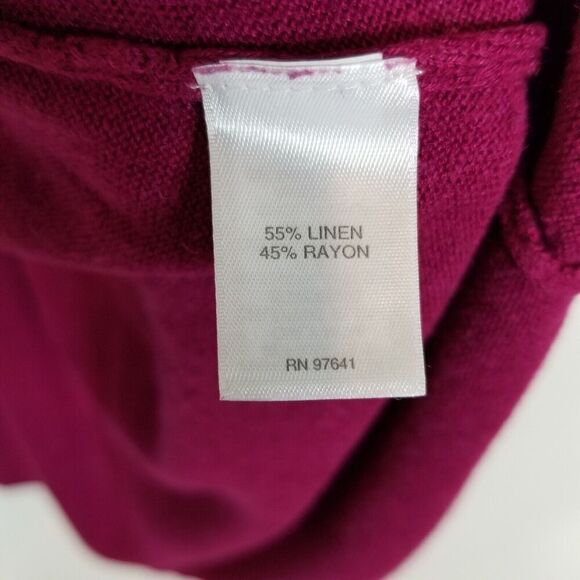 J Jill Cardigan Womens Size S  Purple Red Linen Blend Long Sleeve Open Sweater - Picture 8 of 8